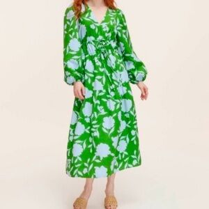 Kate Spade Floral Green and Blue Maxi Dress